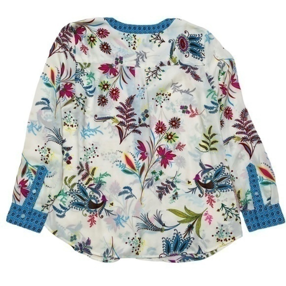 Talbots Tunic Blouse | Women SP small petite | Floral Semi Sheer Cream - Picture 6 of 11